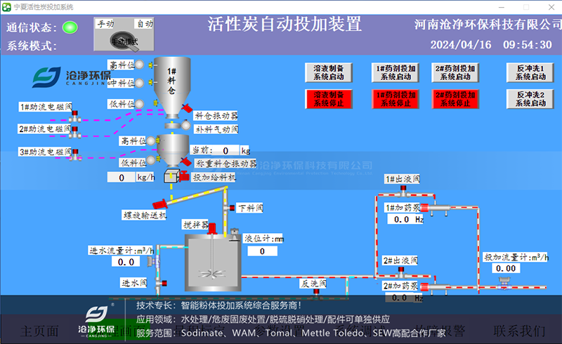 粉末活性炭投加系統-自動(dòng)控制流程畫(huà)面 粉末活性炭投加系統-自動(dòng)控制流程畫(huà)面